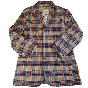 ROBERT GRAHAM Linen Sports Coat Jacket Men XL Multicolor Plaid Blazer